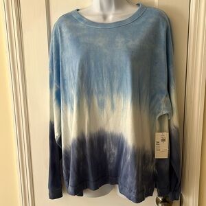 Old Navy The Easy Tee Cotton Blue Dyed Oversized Long Sleeve  Womens XL Beachy